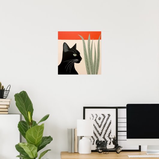 Cute Black Cat Poster (Thuiskantoor)