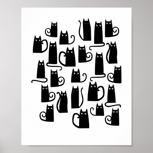 Cute Black Cat Poster (Voorkant)