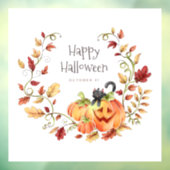Cute Black Cat, Pumpkin en Autumn Foliage Raamsticker (Vel 3)