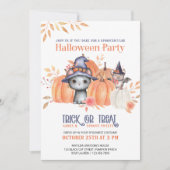 Cute Black Cat Pumpkin Patch Kinder Halloween Part Kaart (Voorkant)