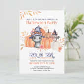 Cute Black Cat Pumpkin Patch Kinder Halloween Part Kaart (Staand voorkant)