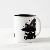 Cute Black Cat & Pumpkin | Two-Sided Halloween Mug Tweekleurige Koffiemok (Voorkant rechts)
