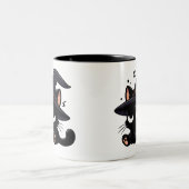 Cute Black Cat & Pumpkin | Two-Sided Halloween Mug Tweekleurige Koffiemok (Center)