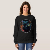Cute Black Cat  retro colorful Aesthetic Black Cat Trui (Voorkant volledig)