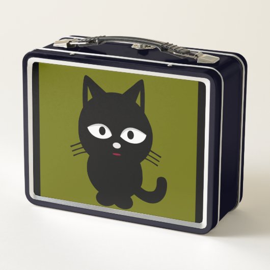 CUTE BLACK CAT RETRO METAL LUNCHBOX (Achterkant)