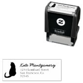Cute Black Cat Return-adres Zelfinktende Stempel (In situ)