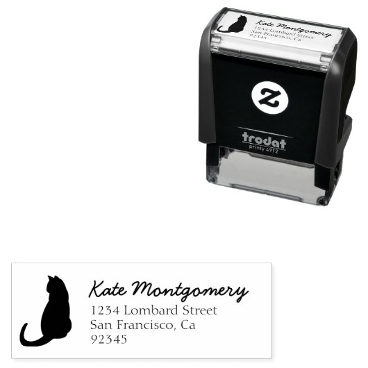 Cute Black Cat Return-adres Zelfinktende Stempel (In situ)