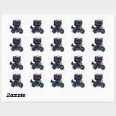 Cute Black Cat Riding Motorcycle Vierkante Sticker (Vel)