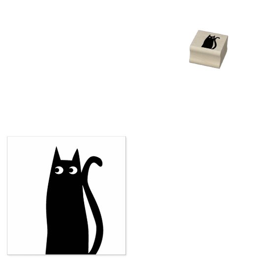 Cute Black Cat Rubberstempel (Gestempeld)