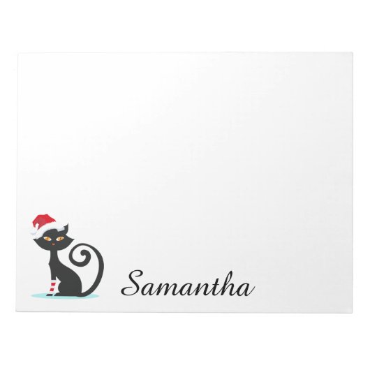 Cute Black Cat Santa Hat Persoonlijk Notitieblok (Voorkant)