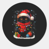 Cute Black Cat Santasnowflake Christmas Xmas Women Ronde Sticker (Voorkant)