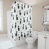 Cute Black Cat Shower Curtain Douchegordijn (In situ)