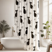 Cute Black Cat Shower Curtain Douchegordijn