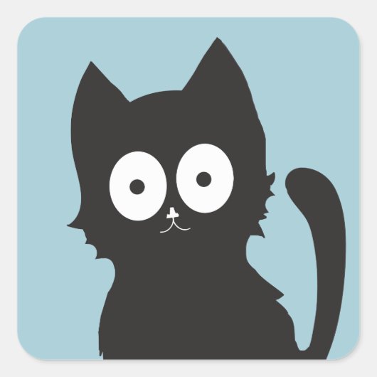 Cute black cat silhouet vierkante sticker (Voorkant)