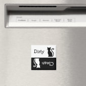 Cute Black Cat Silhouette Clean Dirty Dishwasmachi Magneet (Insitu (Vaatwasser))
