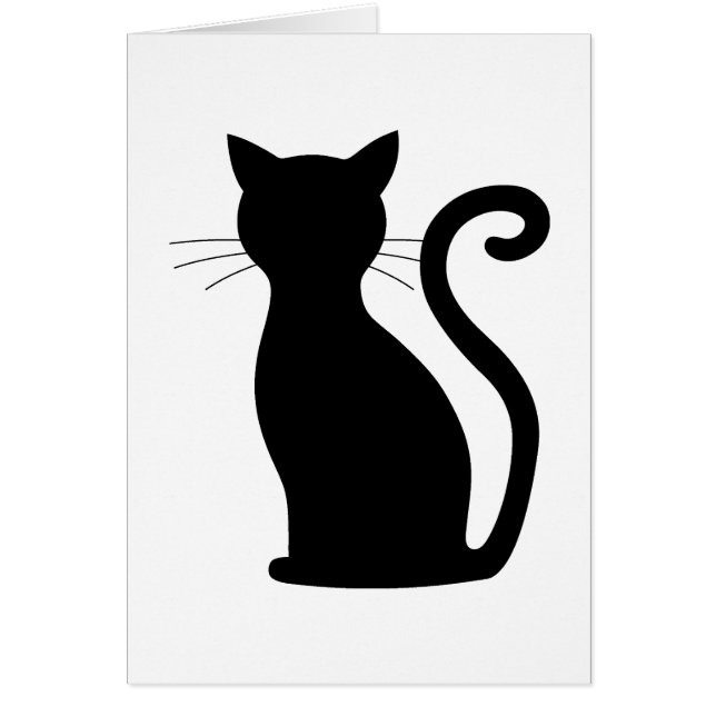 Cute Black Cat Silhouette Fun Black and White (Voorkant)