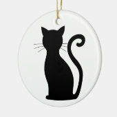 Cute Black Cat Silhouette Fun Black and White Keramisch Ornament (Links)
