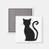 Cute Black Cat Silhouette Fun Black and White Magneet (Voorkant / Achterkant)