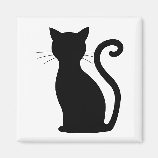 Cute Black Cat Silhouette Fun Black and White Magneet (Voorkant)