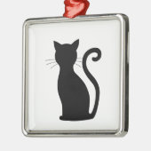 Cute Black Cat Silhouette Fun Black and White Metalen Ornament (Links)