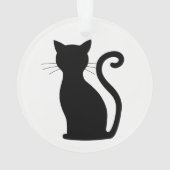 Cute Black Cat Silhouette Fun Black and White Ornament (achterkant)