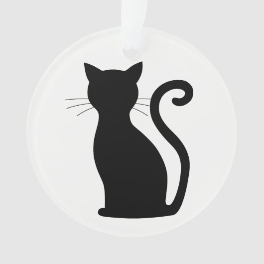 Cute Black Cat Silhouette Fun Black and White Ornament (voorkant)