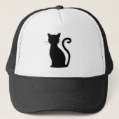 Cute Black Cat Silhouette Fun Black and White Trucker Pet (Voorkant)