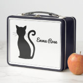 Cute Black Cat Silhouette Name Black and White (In situ)