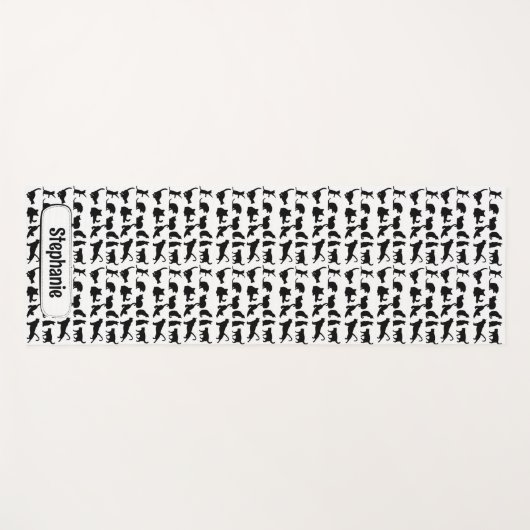 Cute Black Cat Silhouette Pattern - Aangepaste naa Yogamat (Voorkant (horizontaal))