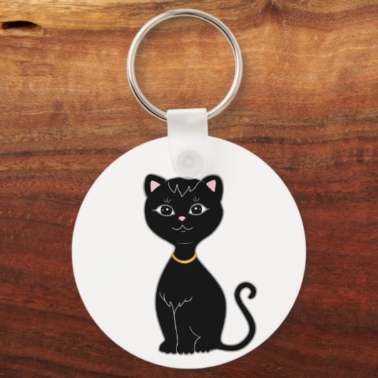 Cute Black Cat Sleutelhanger (Voorkant)