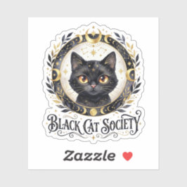Cute Black Cat Society Hekserij Halloween Sticker