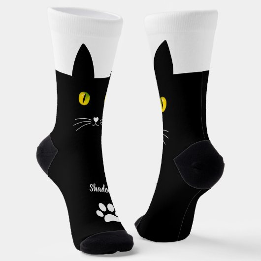 Cute Black Cat Socks Gift for Cat Lovers Sokken (Gebogen)