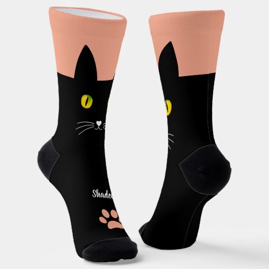 Cute Black Cat Socks Gift for Cat Lovers Sokken (Gebogen)