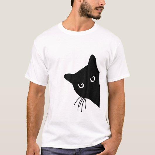 Cute Black Cat Spy Peking rond de hoek Kitte T-shirt (Voorkant)