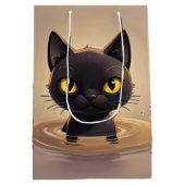 Cute Black Cat Swimming Celebration Art Medium Cadeauzakje (Achterkant)