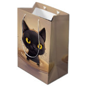 Cute Black Cat Swimming Celebration Art Medium Cadeauzakje (Achterkant Gekanteld)