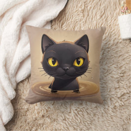 Cute Black Cat Swimming Decorative Art Kussen