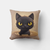 Cute Black Cat Swimming Decorative Art Kussen (Voorkant)