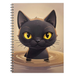 Cute Black Cat Swimming Journal Art Notitieboek