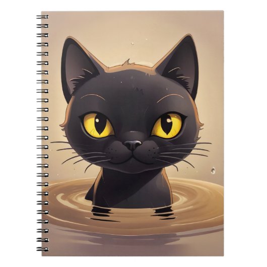 Cute Black Cat Swimming Journal Art Notitieboek (Voorkant)