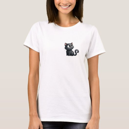 Cute Black Cat T-Shirt (Voorkant)