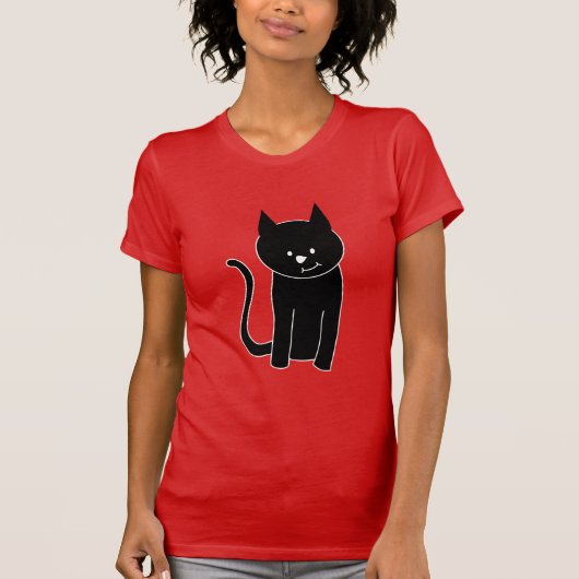 Cute Black Cat T-shirt (Voorkant)