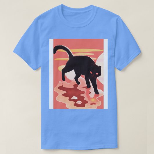 Cute Black Cat T-shirt (Design voorkant)