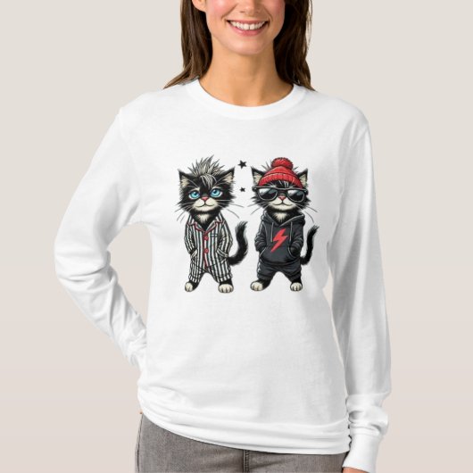 Cute Black Cat T-shirt (Voorkant)