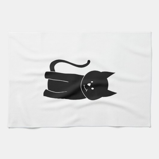 Cute Black Cat Theedoek (Horizontaal)