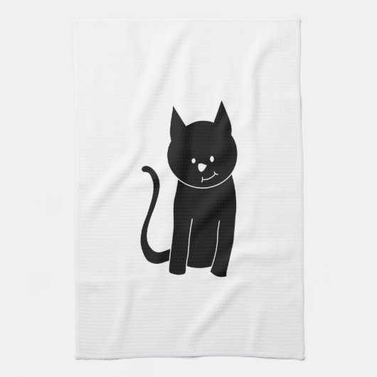 Cute Black Cat Theedoek (Verticaal)