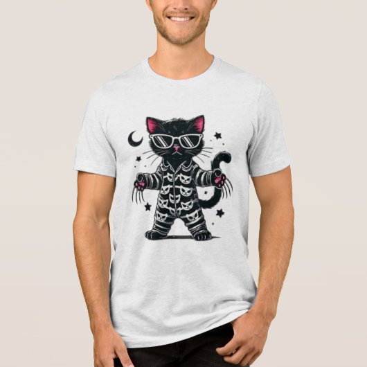Cute Black Cat Tri-Blend Shirt (Voorkant)