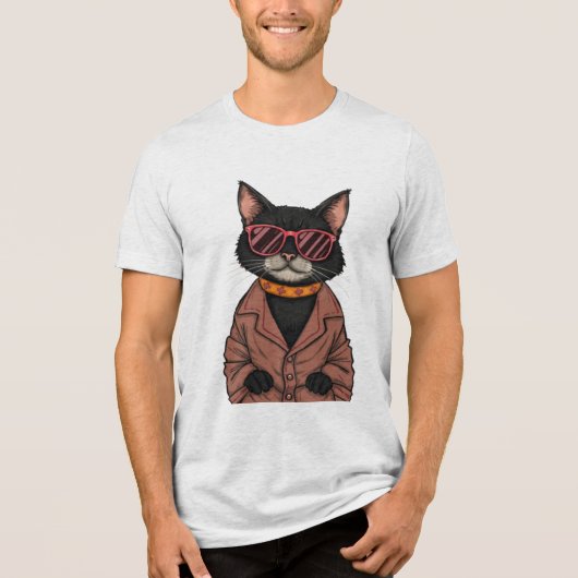 Cute Black Cat Tri-Blend Shirt (Voorkant)
