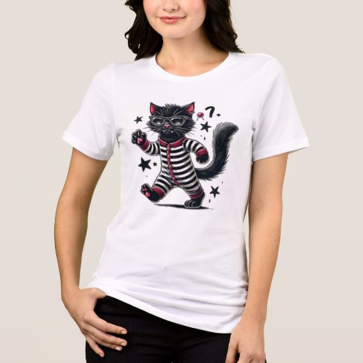 Cute Black Cat Tri-Blend Shirt (Voorkant)