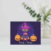 Cute Black Cat Trick or treat Briefkaart (Staand voorkant)